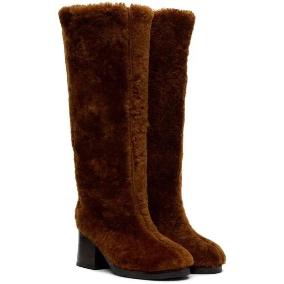 TACH Brown Sherpa Boots Size 38 US Brown Womens SSENSE