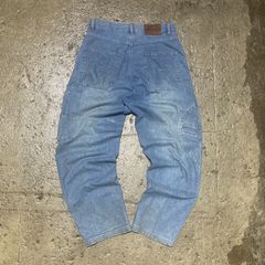 FUBU jeans, blue, vintage baggy jeans carpenter loose fit 90s hip hop, size  W 34