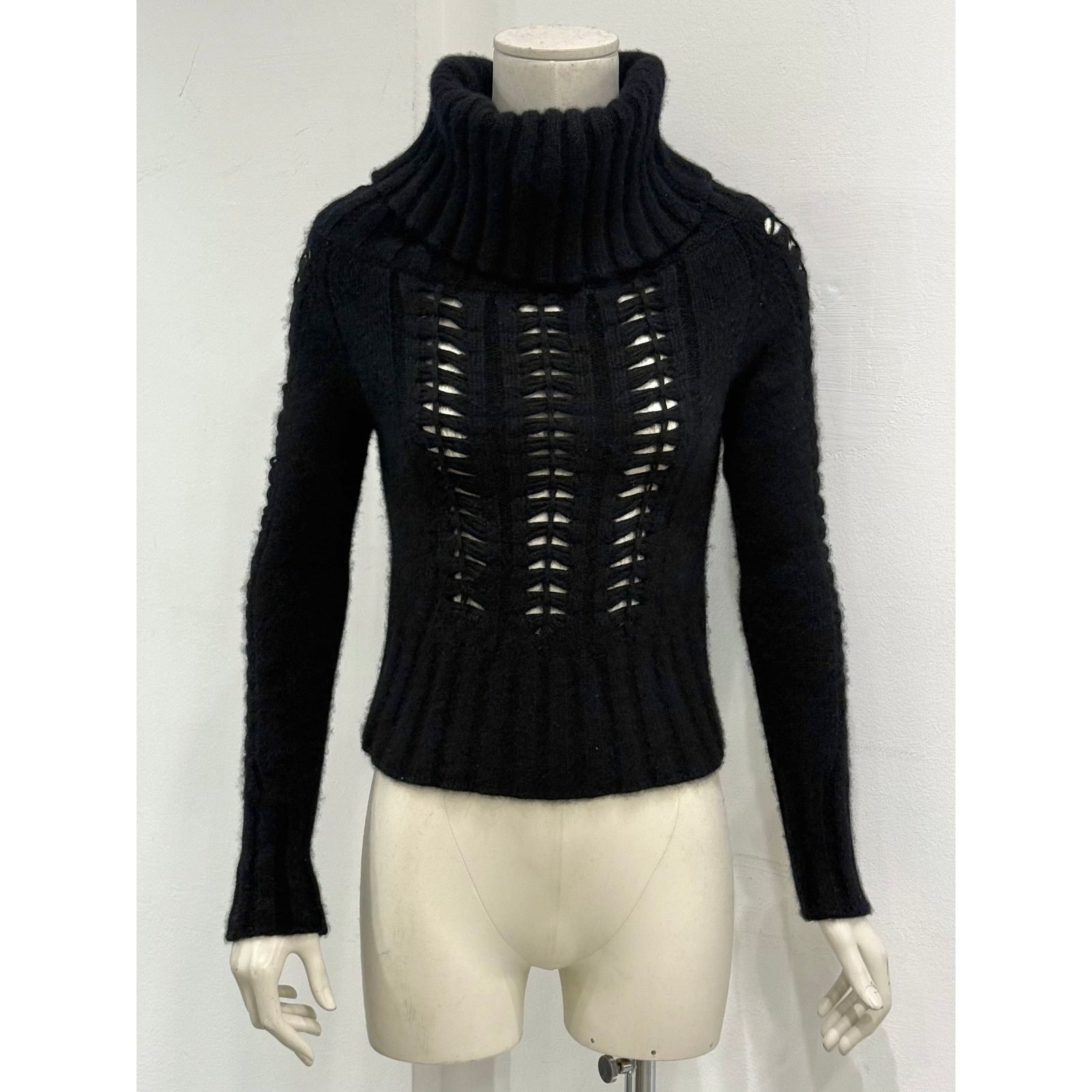 Versace 2000s Gianni Versace exaggerated high neck cropped knit Size S / US 4 / IT 40 - 2 Thumbnail