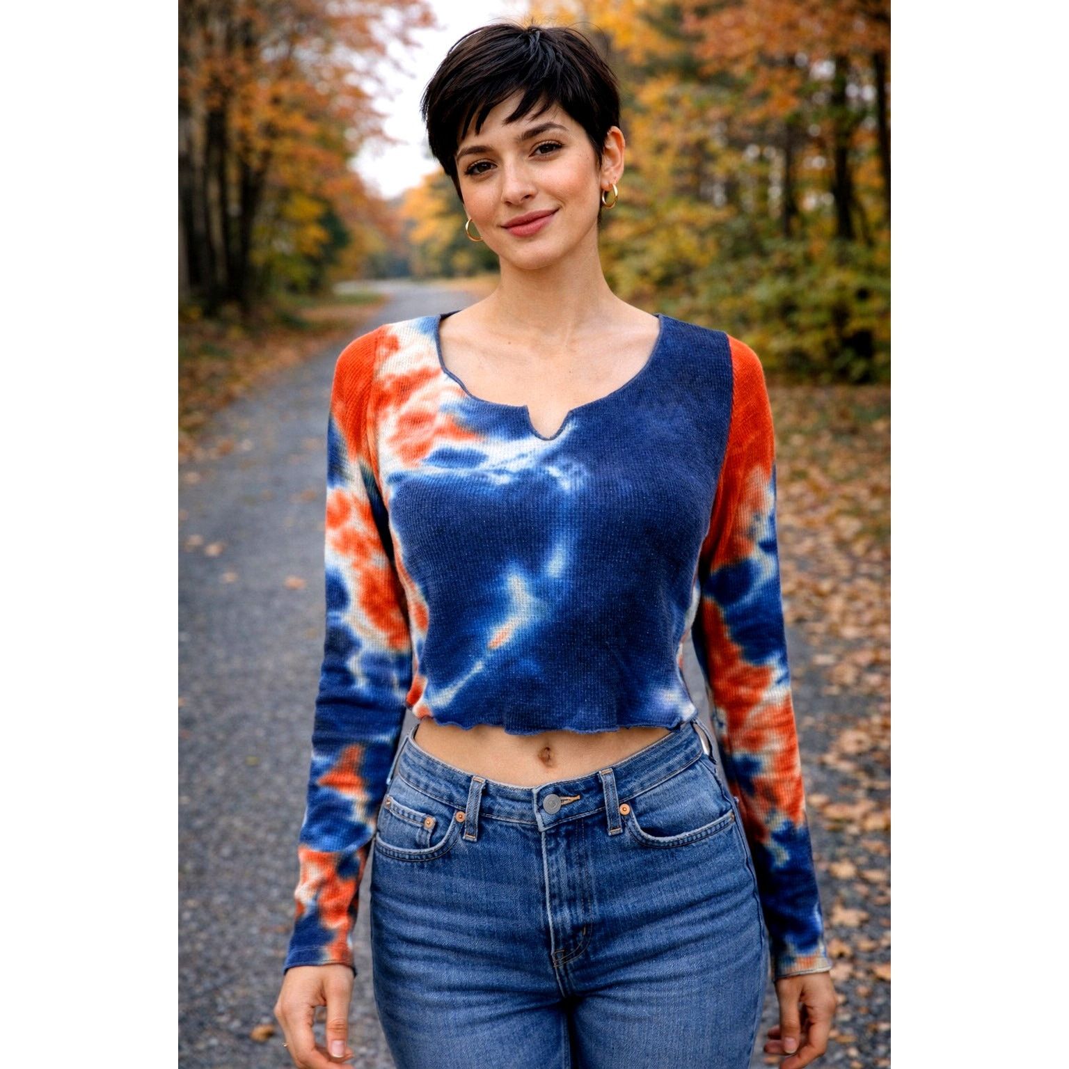 Other All in Favor Tie Dye Waffle Knit Crop Top Multi Color XL Size XL / US 12-14 / IT 48-50 - 1 Thumbnail