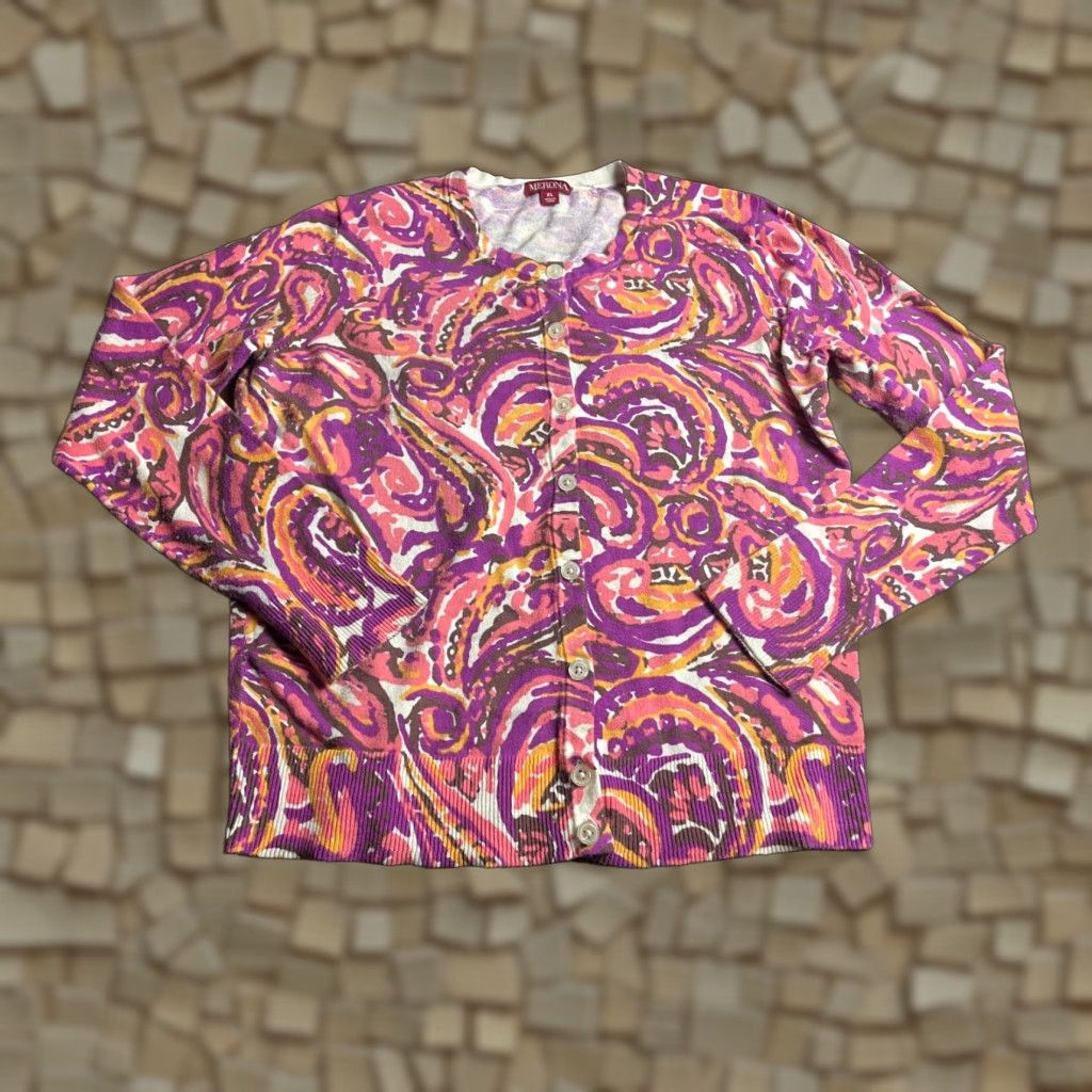 Merona Merona Cardigan Sweater Womens XL Pink Brown Purple - Casual, Regular Fit, Long Sleeve Size XL / US 12-14 / IT 48-50 - 1 Thumbnail