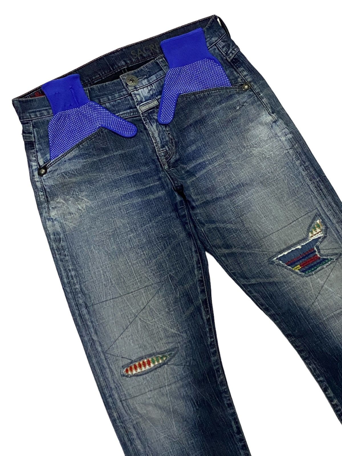 Marithe + Francois Girbaud Marithe Francois Girbaud Patchwork Ripped Distressed Denim Size US 32 / EU 48 - 18 Thumbnail