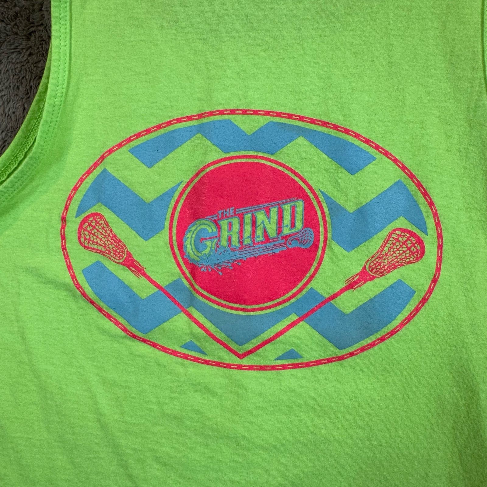 Fruit Of The Loom Grind Lacrosse Tank Top Tee Neon Green Heavy Cotton HD S Size US S / EU 44-46 / 1 - 4 Thumbnail