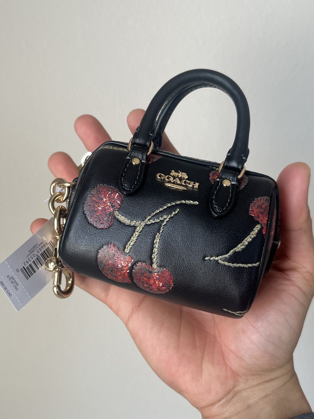 Coach Coach Mini Rowan Bag Charm With Cherry Print Size ONE SIZE - 6 Thumbnail