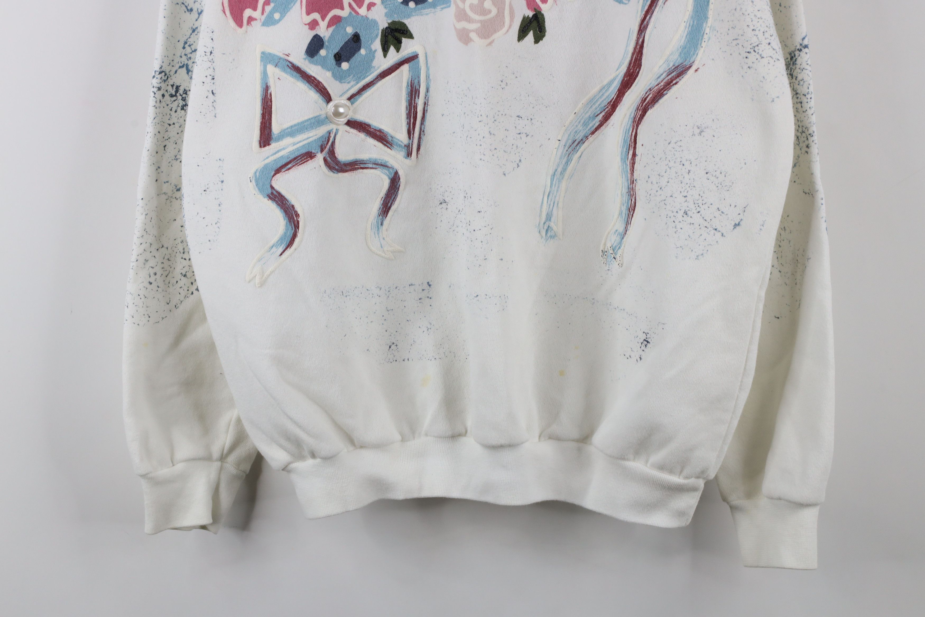 Vintage Vintage 90s Streetwear Flower Puff Paint Sweatshirt USA Size ONE SIZE - 3 Thumbnail