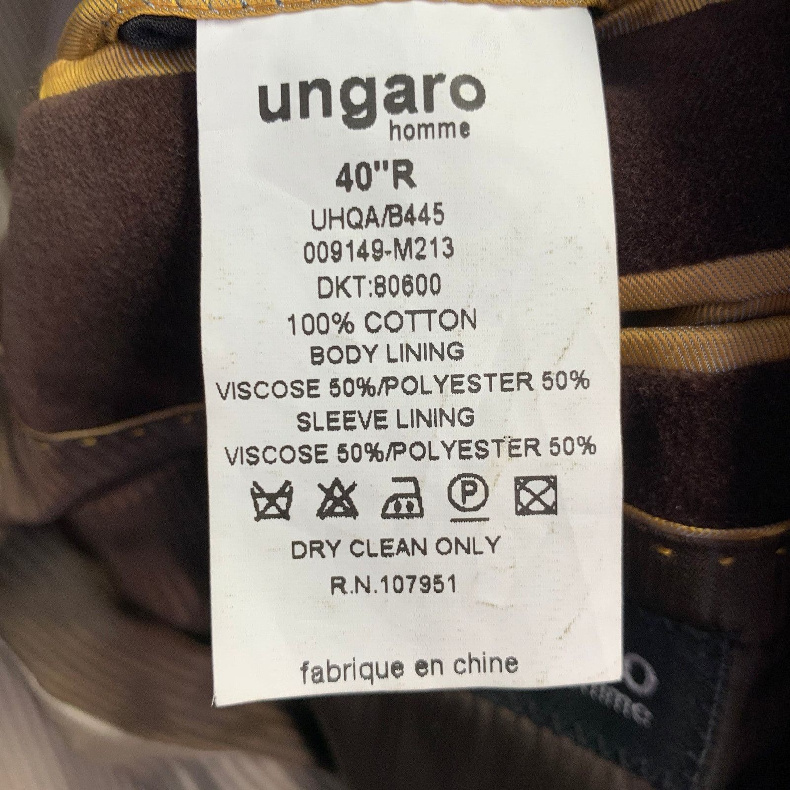 Ungaro Paris UNGARO Regular Brown Velvet Cotton Peak Lapel Sport Coat Size 40R - 10 Thumbnail