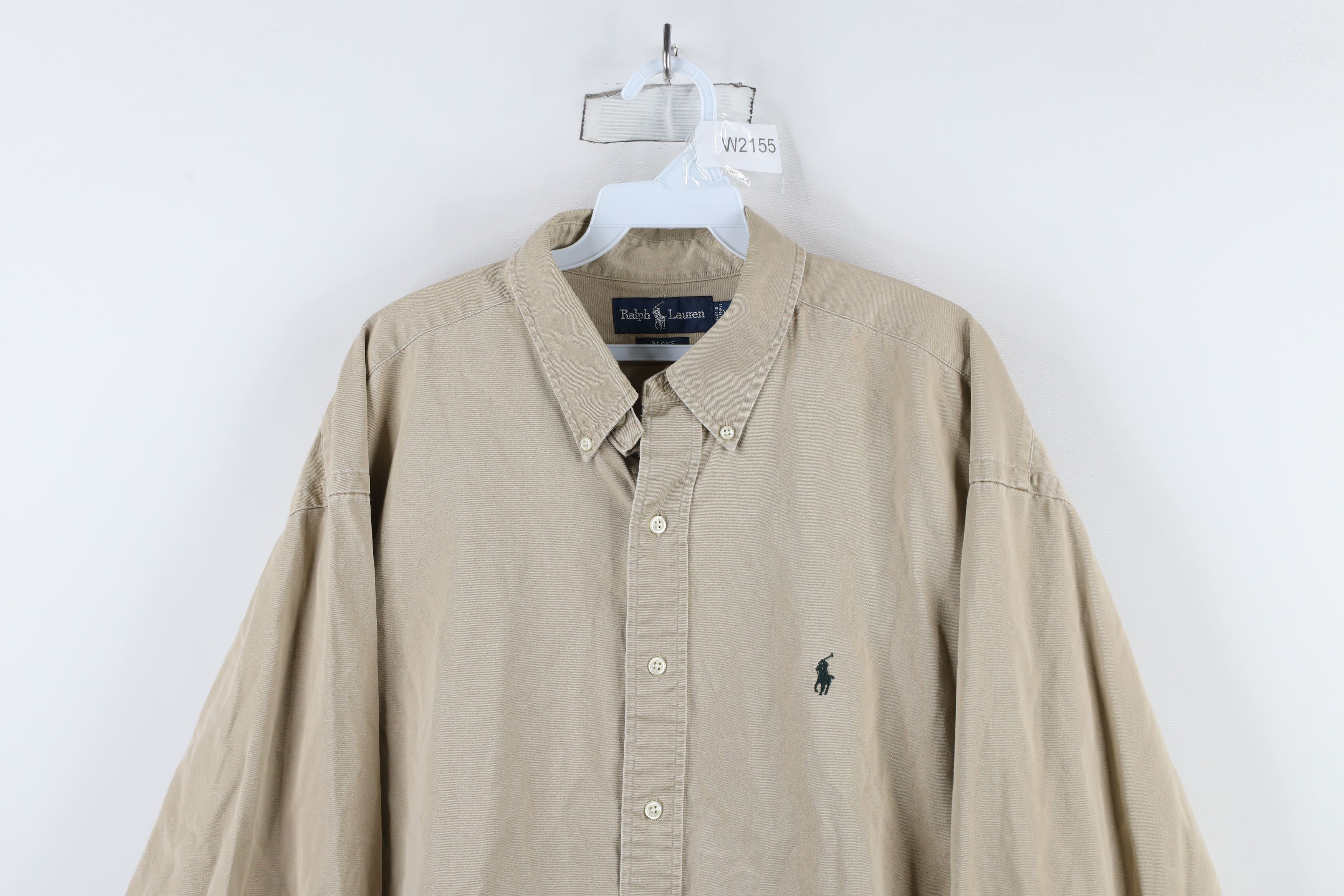 Ralph Lauren × Vintage Vintage 90s Ralph Lauren Twill Button Down Shirt Beige Size US XL / EU 56 / 4 - 2 Thumbnail