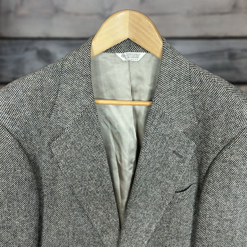 VINTAGE Hunt Valley USA Made Sport Coat Mens 40R Brown Multicolor Tweed Elbow Patches