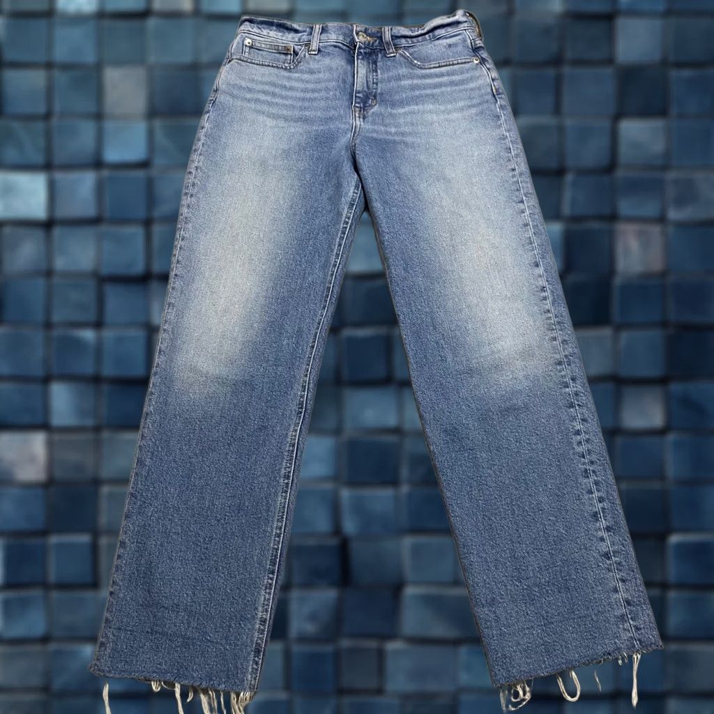 J.Crew J.Crew Jeans Womens 26 Classic Straight High Rise Denim Blue Medium Wash Raw Hem Size 26" / US 2 / IT 38 - 1 Thumbnail