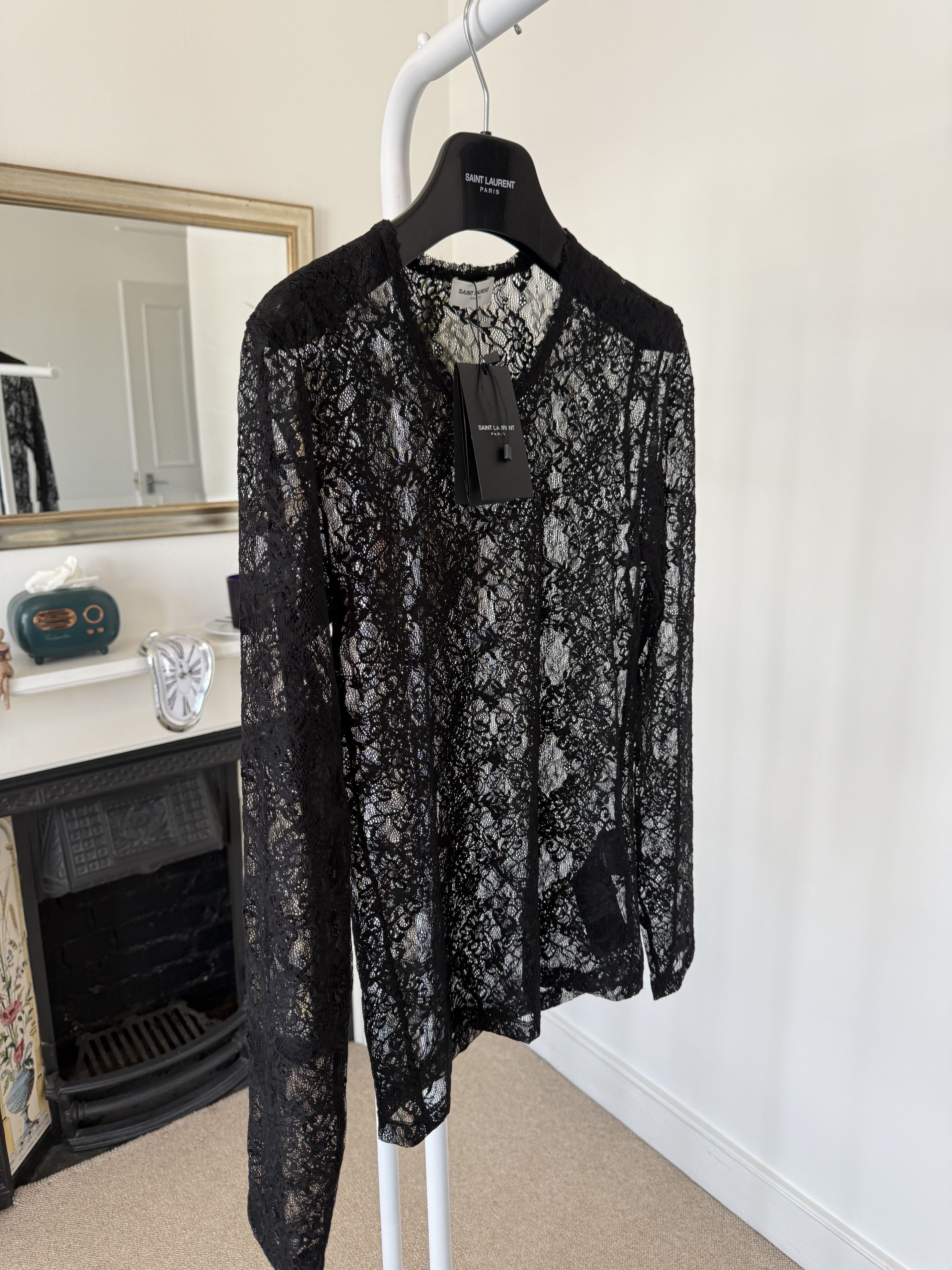 Saint Laurent Paris SS22 Saint Laurent Loose Fitted Lace Long Sleeve Tee Size US XS / EU 42 / 0 - 8 Thumbnail