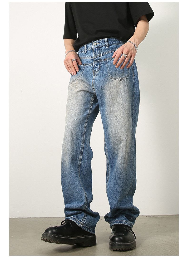 Japanese Brand × Jean Retro men's trendy loose straight distressed jeans Size US 34 / EU 50 - 2 Thumbnail
