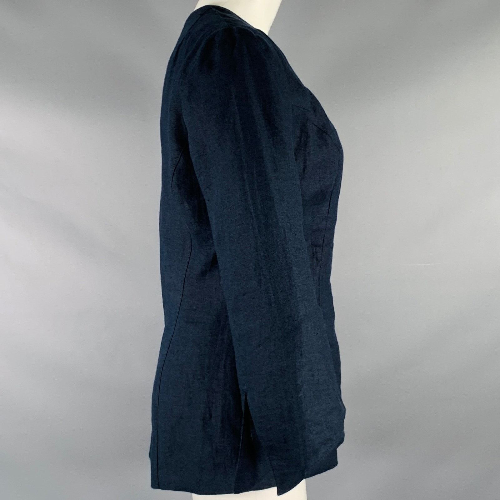 Other SUKSEE Size S Navy Linen Flared Sleeves Zip Up Jacket Size S / US 4 / IT 40 - 2 Thumbnail