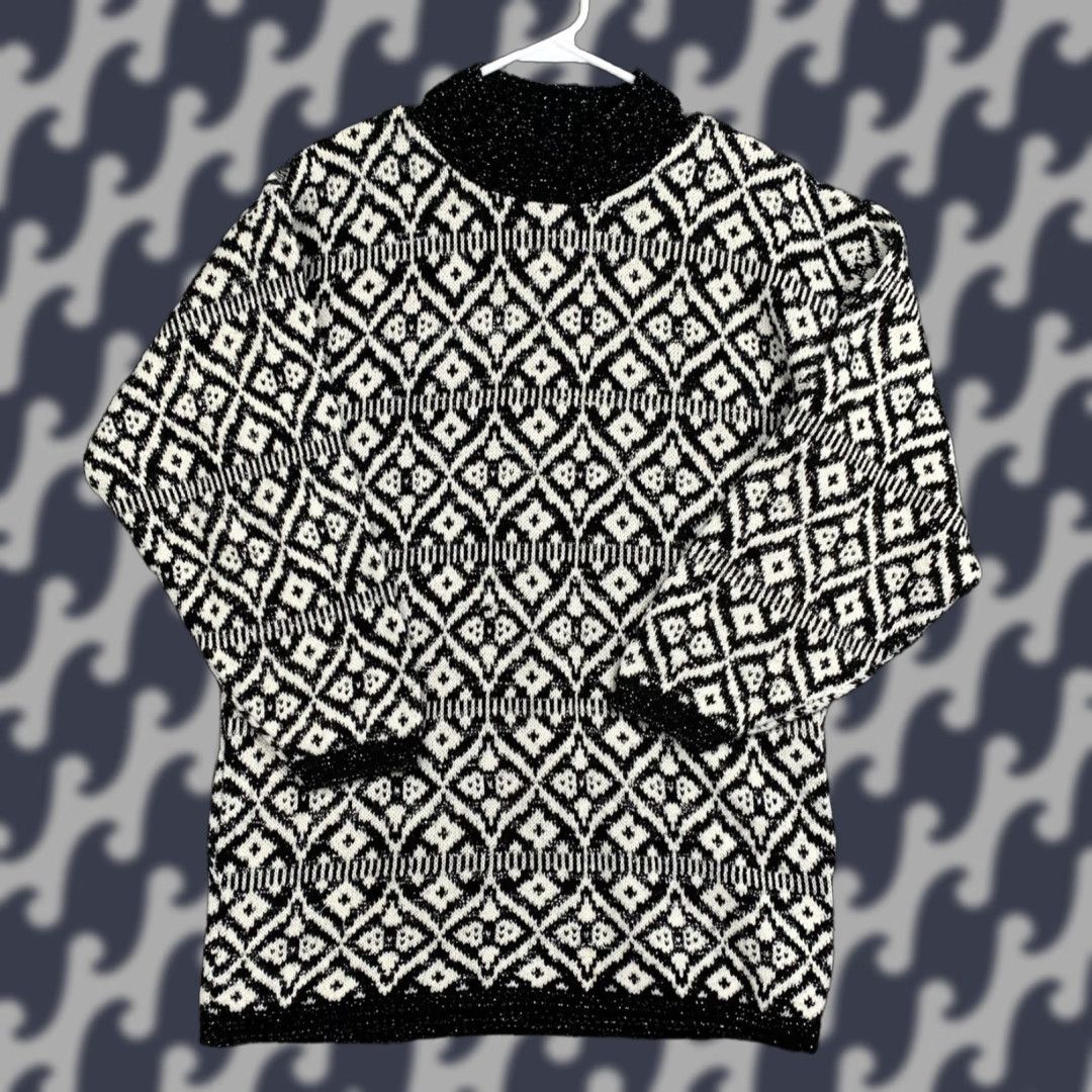 Vintage VINTAGE American Pride Sweater Womens M Black White Geometric Knit USA Size M / US 6-8 / IT 42-44 - 1 Thumbnail