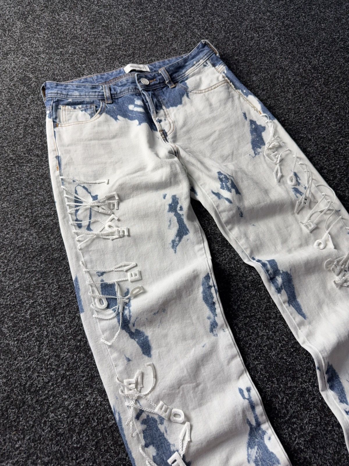 Designer × Desigual Desigual Bleached Lace-Up Jeans with Letter Embroidery Size 28" / US 6 / IT 42 - 5 Thumbnail