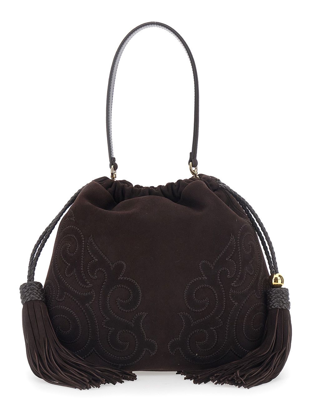 Etro 'Kalispera' Brown Shoulder bag with Drawstring Closure and Tassels on the Front in Suede for Women Size ONE SIZE - 1 Thumbnail