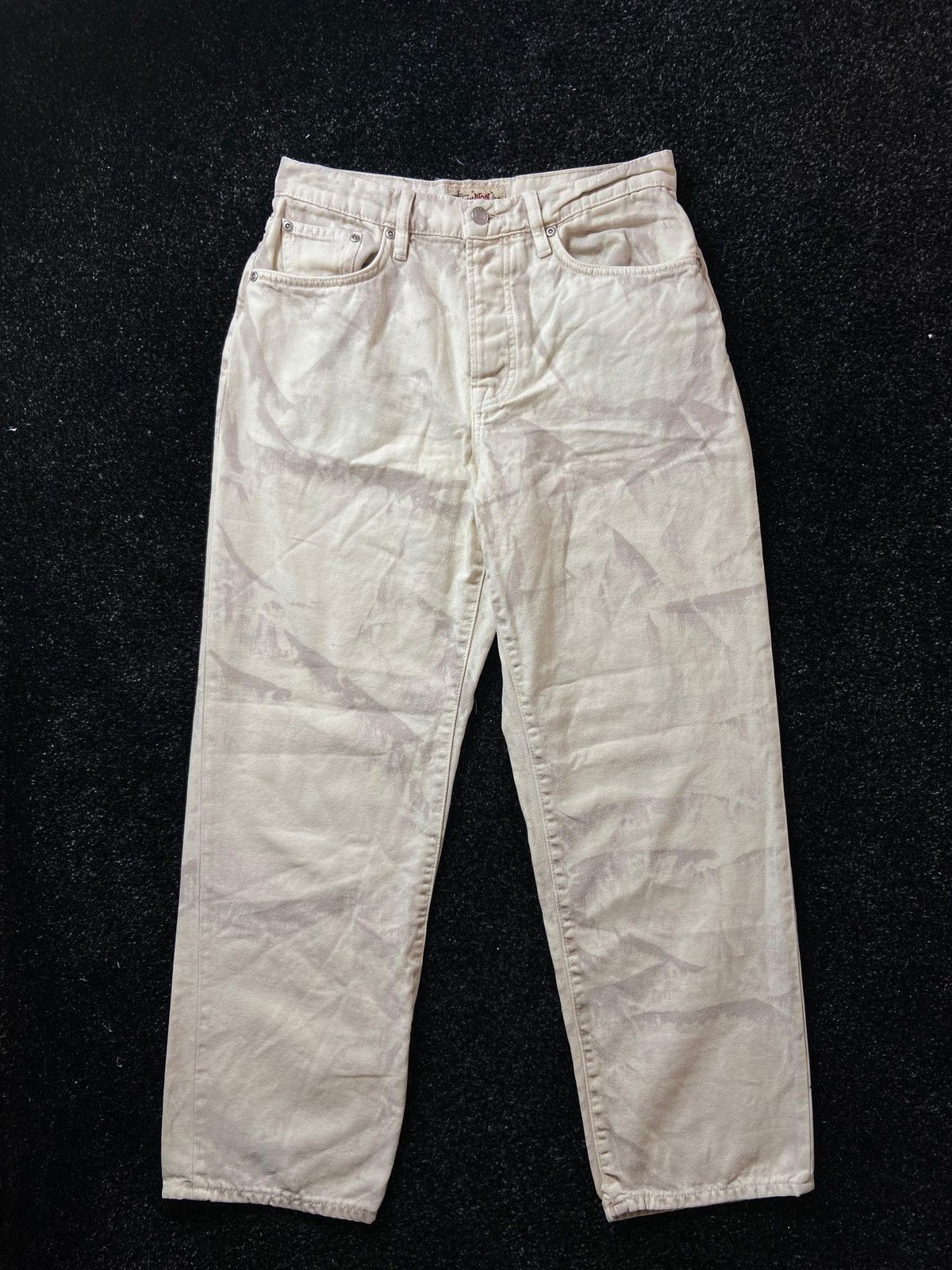 image of Stussy Big Ol’ Jeans Distressed Canvas in White, Men's (Size 36)