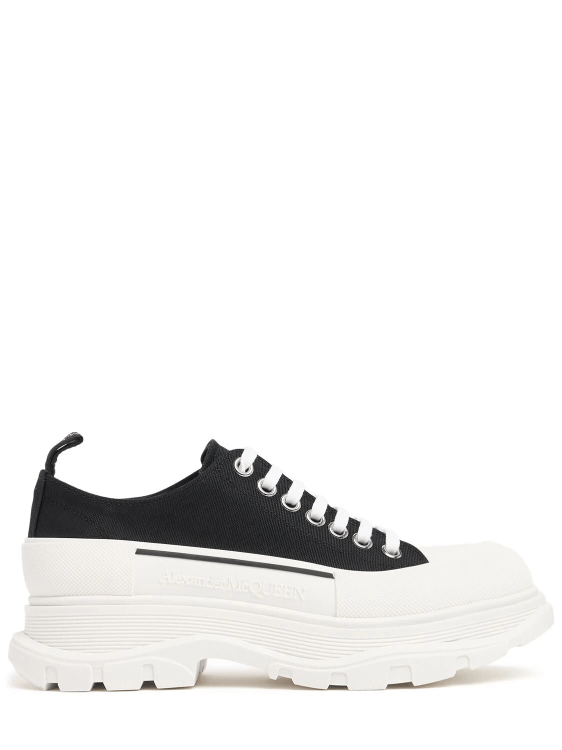 ALEXANDER MCQUEEN Tread Slick Women's B/W Canvas Shoes