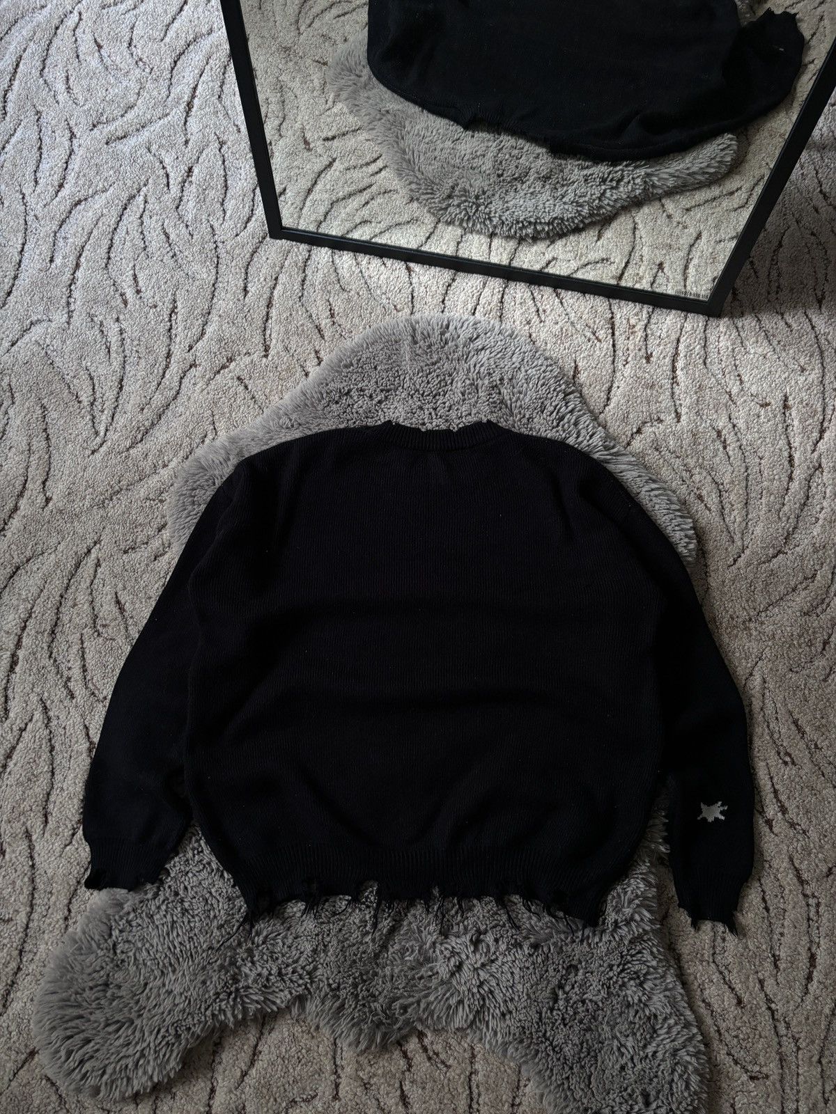 Japanese Brand Opium Junya Watanabe style black distressed sweater Size US L / EU 52-54 / 3 - 3 Thumbnail