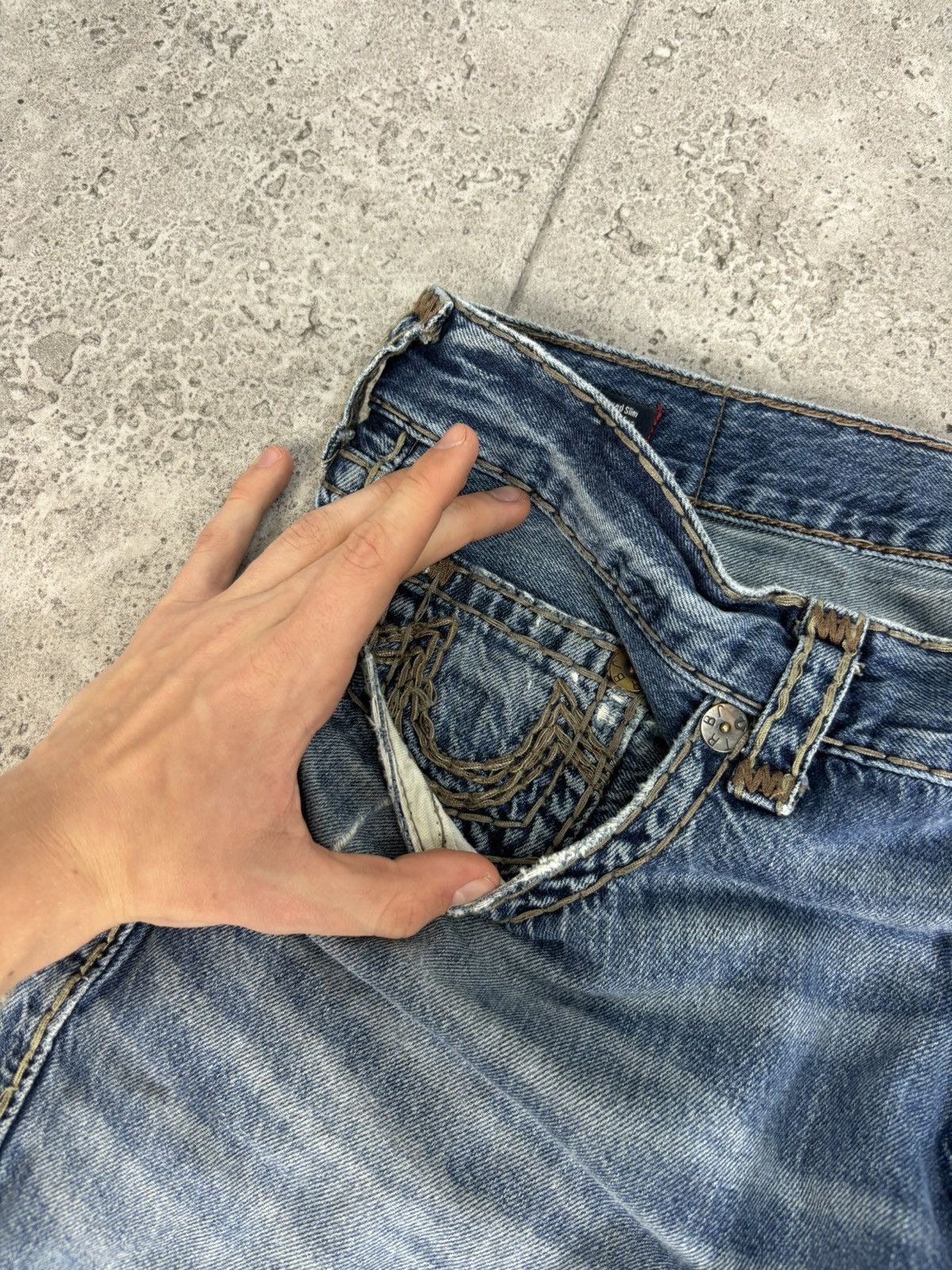 Japanese Brand × True Religion 2000s Japanese Faded Denim Pants True Religion Y2K Trendy Size US 36 / EU 52 - 8 Thumbnail