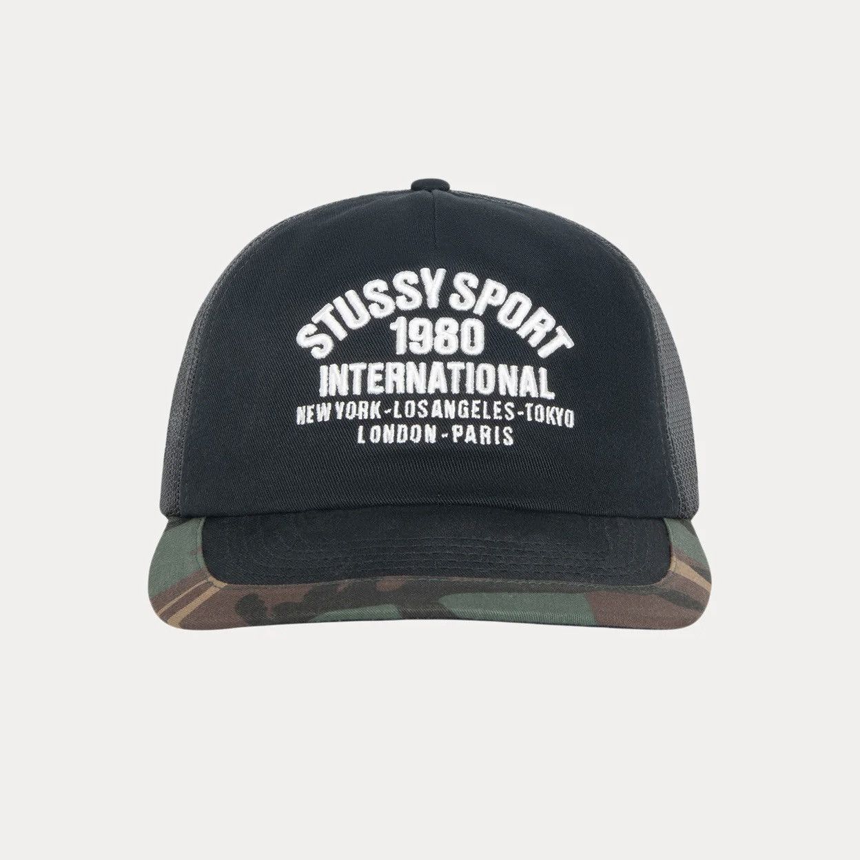 Stussy Stussy Trucker International SnapBack Black Camouflage Hat Size ONE SIZE - 1 Thumbnail