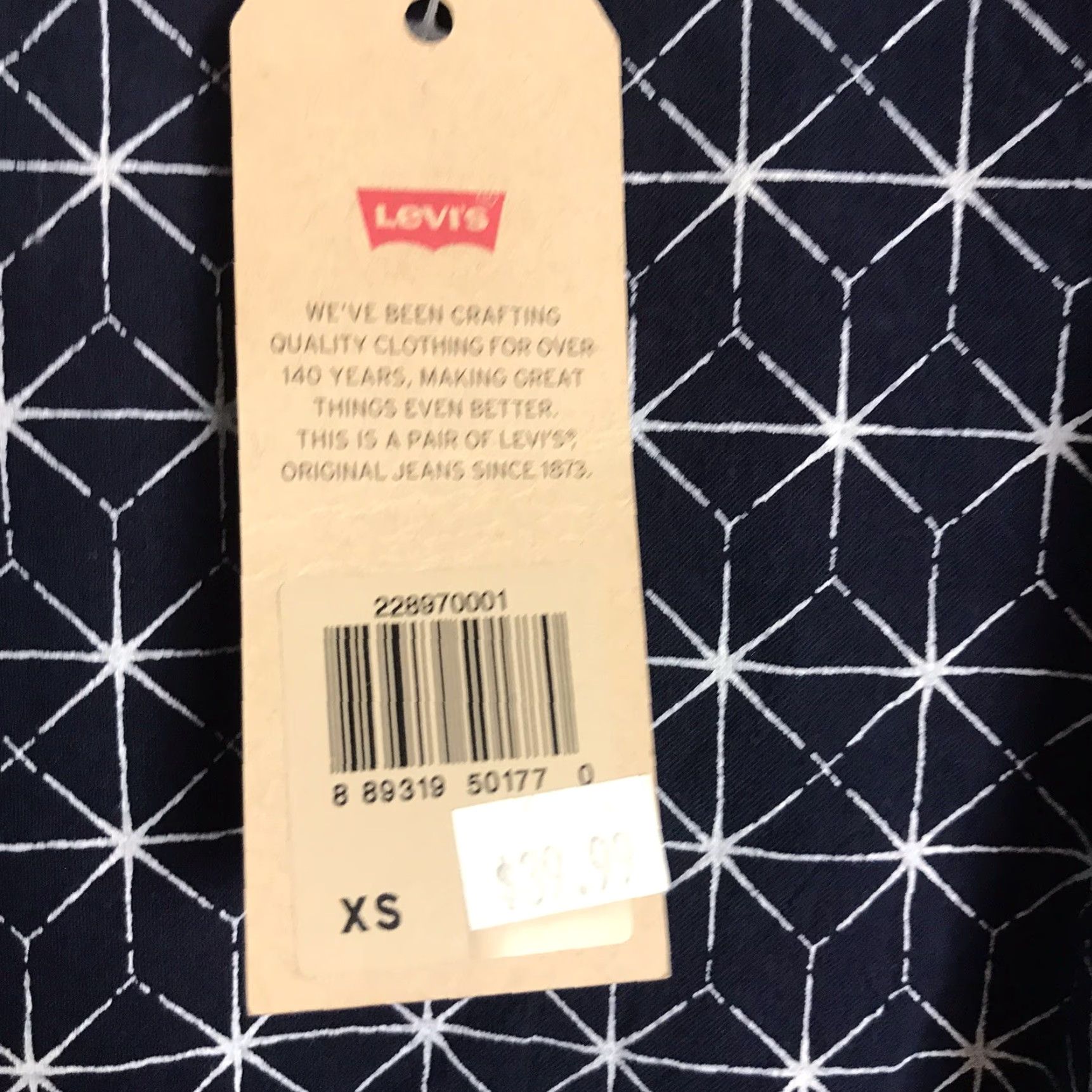 Levi's VINTAGE? (No) Levis Top Womens XS Blue Sleeveless Round Neck Geometric Waist Tie NEW Size XS / US 0-2 / IT 36-38 - 4 Thumbnail