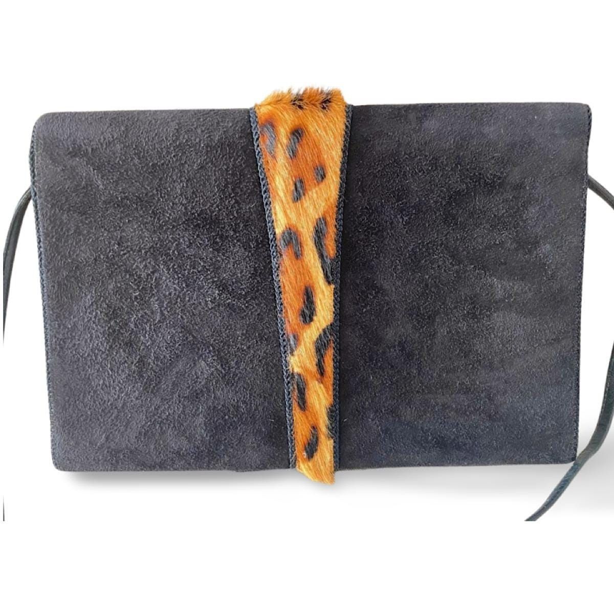 Bally Vintage Bally black suede leather shoulder bag with leopard Size ONE SIZE - 2 Thumbnail