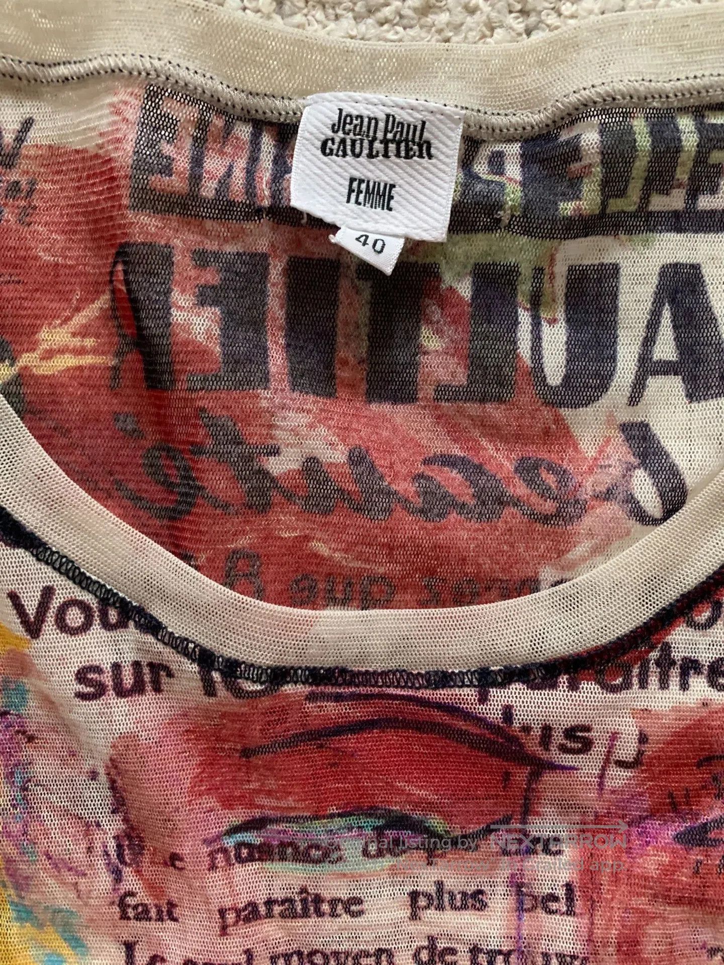 Jean Paul Gaultier Jean Paul Gaultier Mesh Portrait Print Top. Size M / US 6-8 / IT 42-44 - 8 Thumbnail
