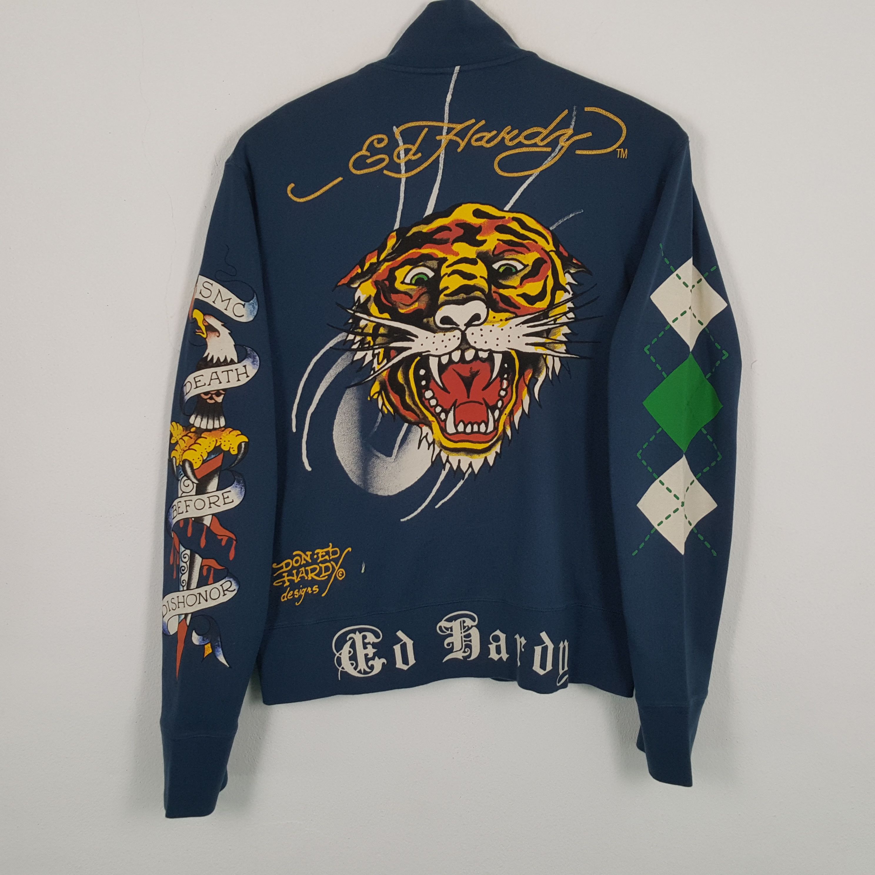 Christian Audigier × Ed Hardy × Vintage ED HARDY Rare Fashion Style Tiger Design Sweater Size US L / EU 52-54 / 3 - 1 Thumbnail