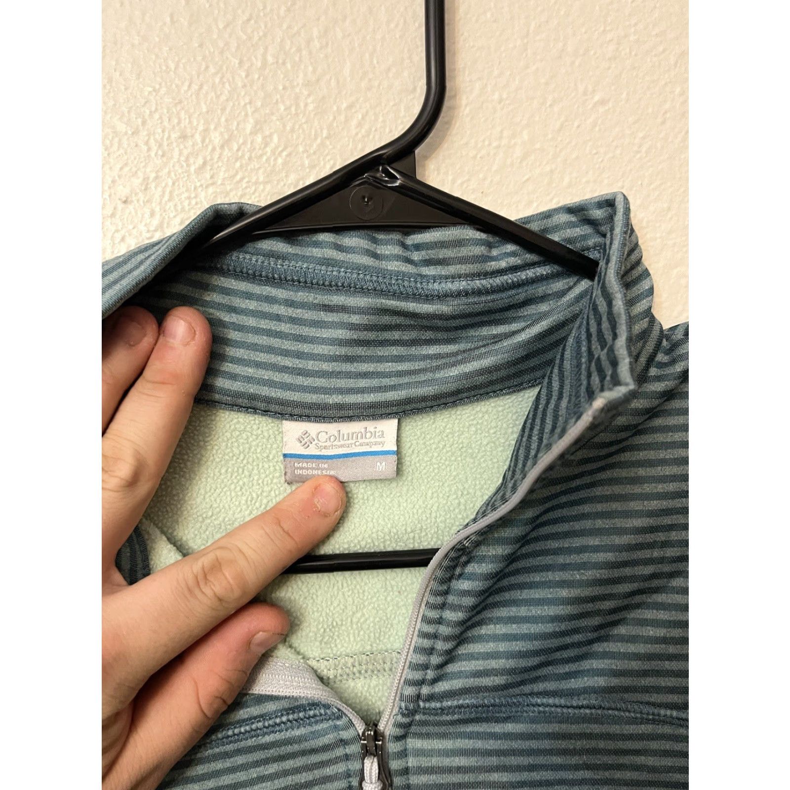 Vintage Columbia Pullover Womens Size M Green Striped 1/4 Zip Fleece Lined Mountain Run Activewear Jacket Size M / US 6-8 / IT 42-44 - 3 Thumbnail
