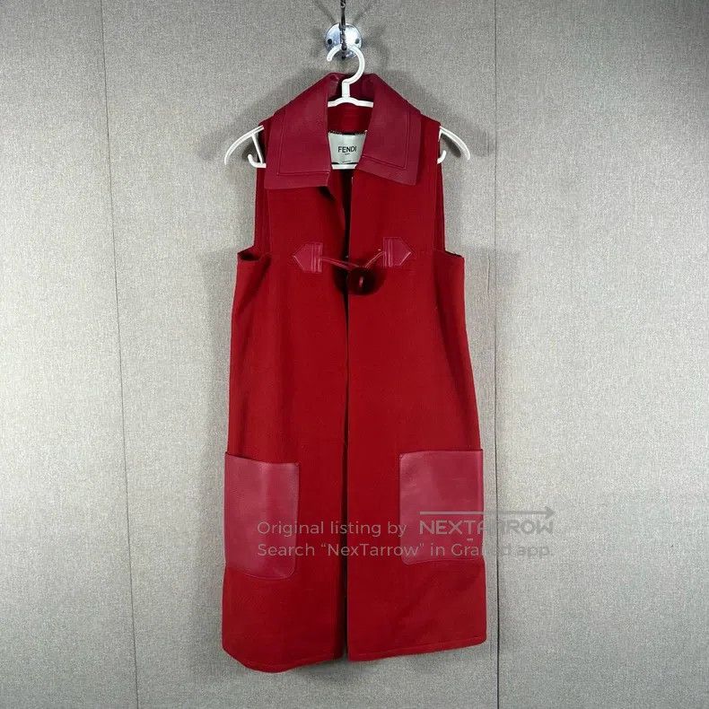 Fendi Red Wool and Leather Dress
