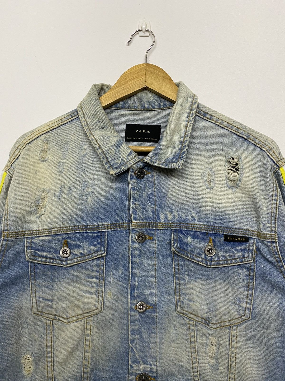 Zara Distressed Style Zara Man Blue Faded Denim Jacket Size US XL / EU 56 / 4 - 9 Thumbnail