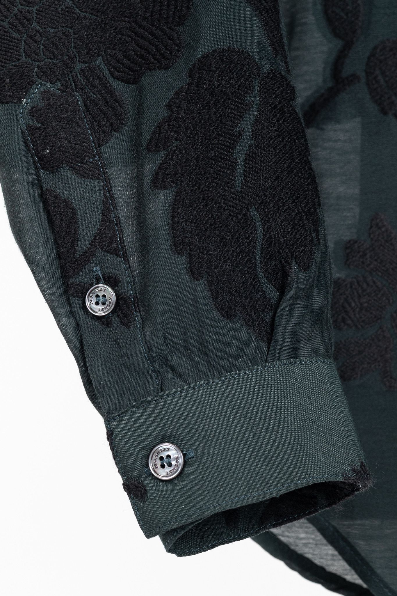 Burberry Burberry Green Floral Fil Coupe Buttoned Shirt Size S / US 4 / IT 40 - 7 Thumbnail