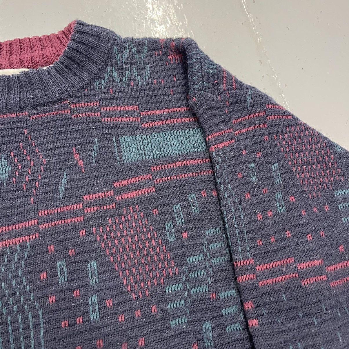 Other Vintage 90s Brian MacNeil Navy Geometric Pattern Sweater Size US M / EU 48-50 / 2 - 2 Thumbnail