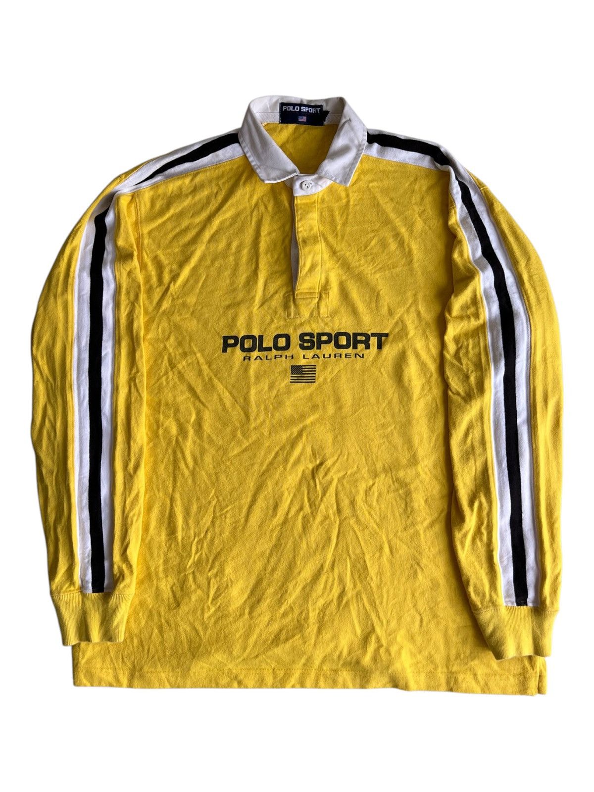 Ralph Lauren Sport Vintage 1990s Polo Sport RL US Flag 🇺🇸 Side Tap Rugby Shirt Size US L / EU 52-54 / 3 - 3 Thumbnail
