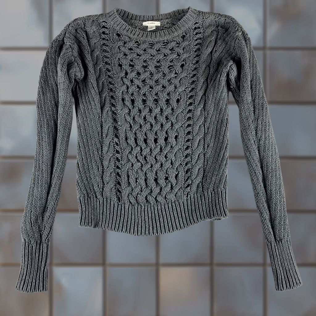Vintage CASLON Sweater Womens XS Gray Thick Knit Long Sleeve Crewneck Size XS / US 0-2 / IT 36-38 - 1 Thumbnail