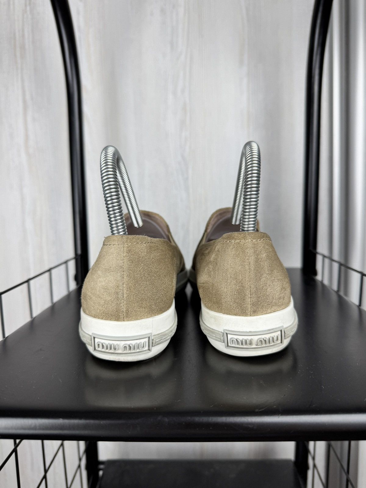Miu Miu MIU MIU PRADA Beige Suede GRAY TRIM METAL CAP TOE LOAFERS 36 Size US 6 / IT 36 - 10 Thumbnail