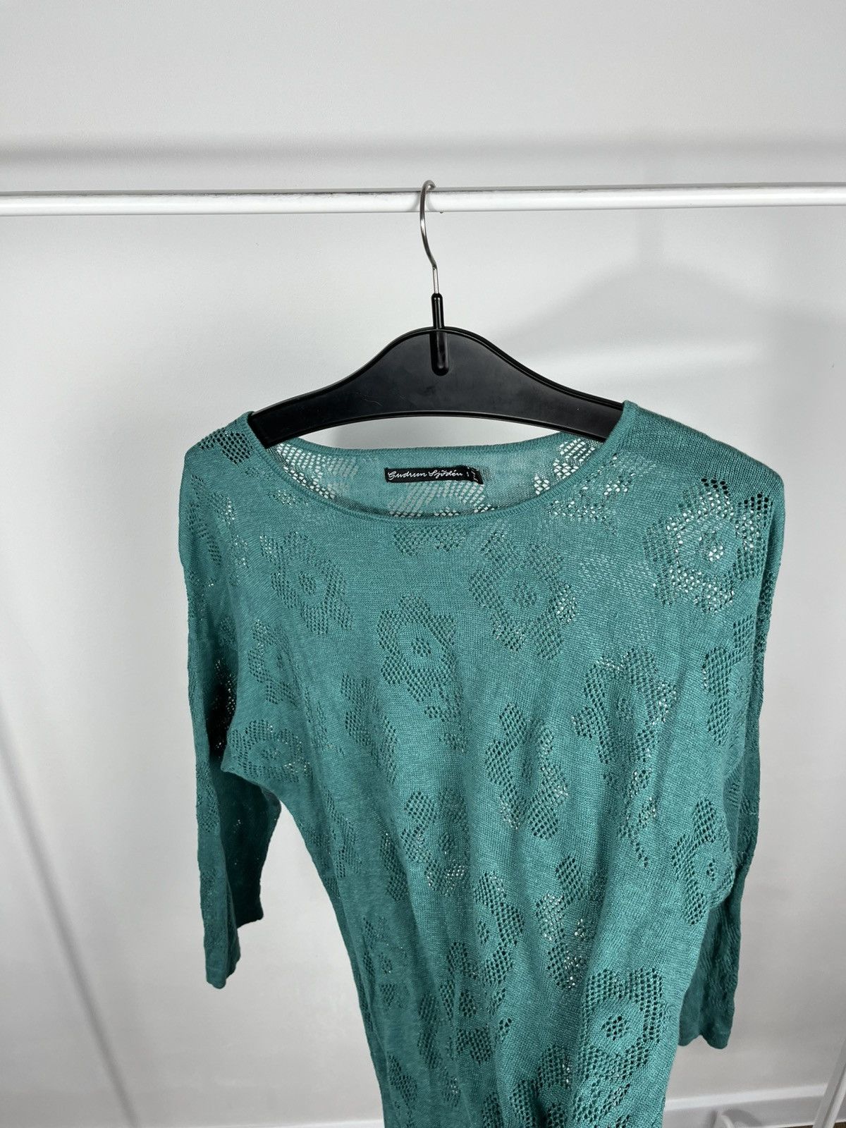 Gudrun Sjoden Gudrun Sjoden Green Knit Lace Long Sleeve Top Size S Size S / US 4 / IT 40 - 8 Thumbnail