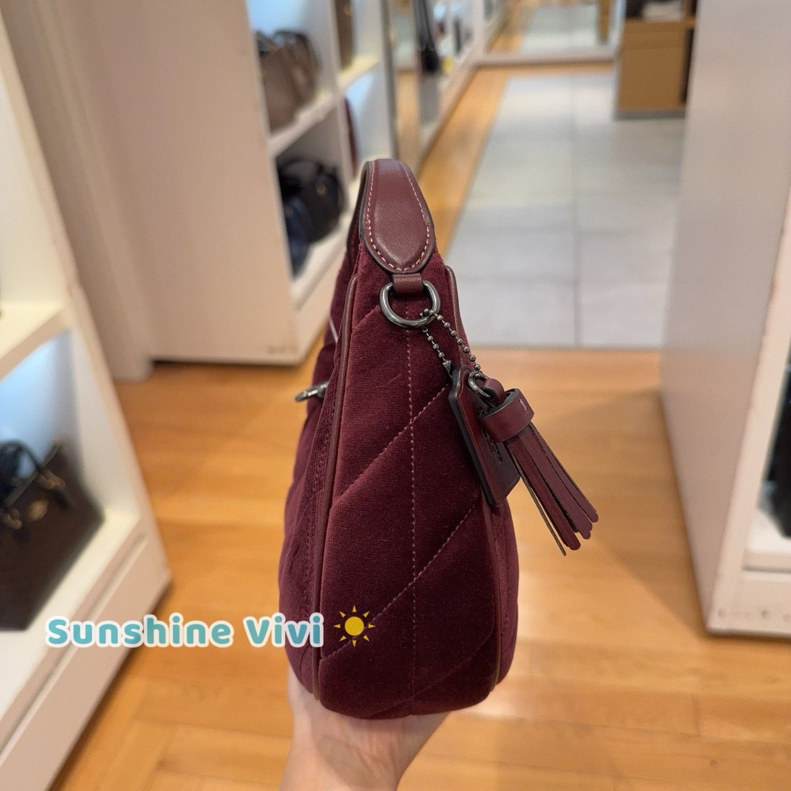 Coach NWT Coach Carmen Mini Crossbody Bag Quilting CCE61 Burgundy Size ONE SIZE - 2 Thumbnail