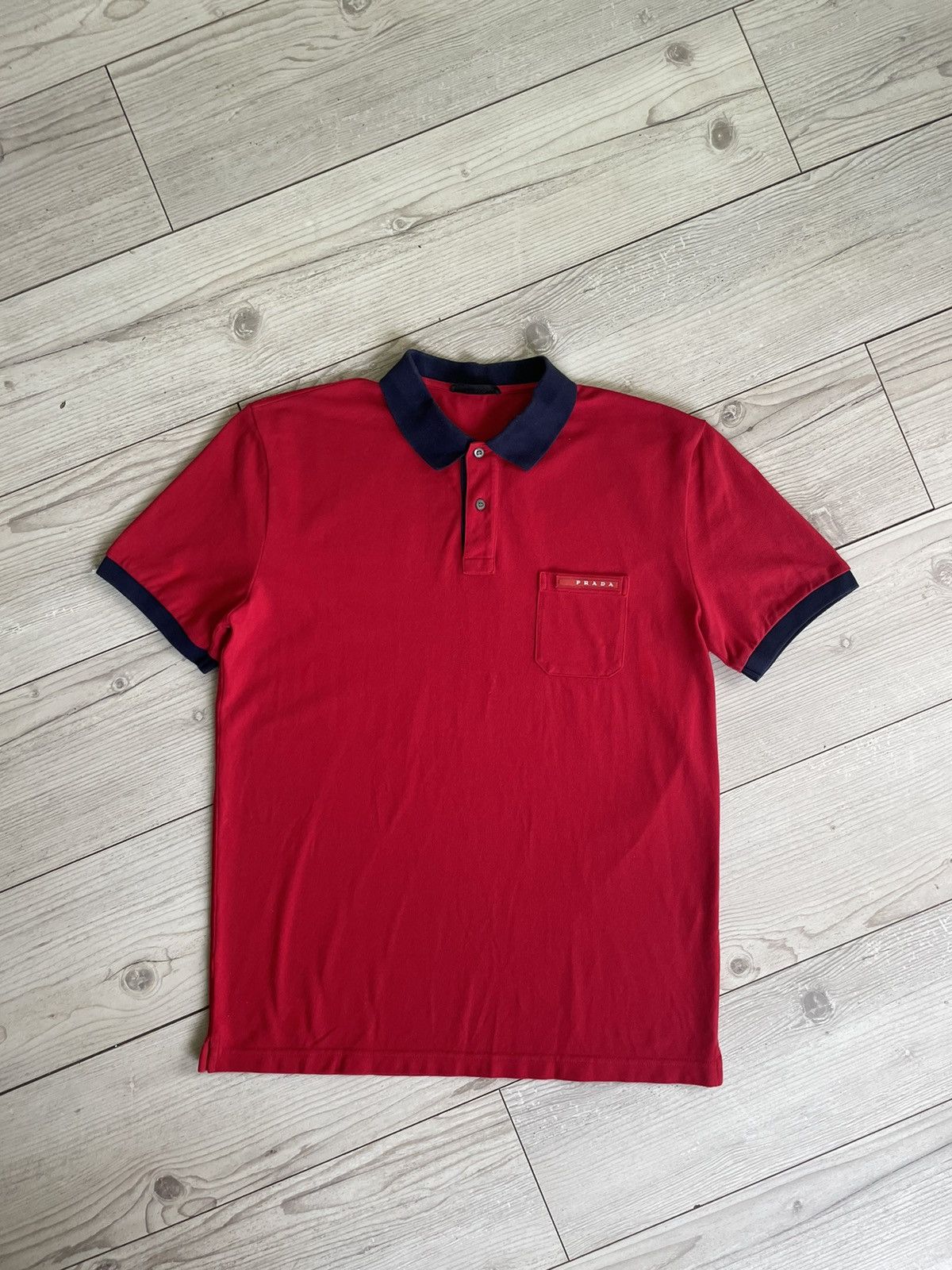 image of Prada Milano Red Tab Logo Polo Shirt, Men's (Size 2XL)