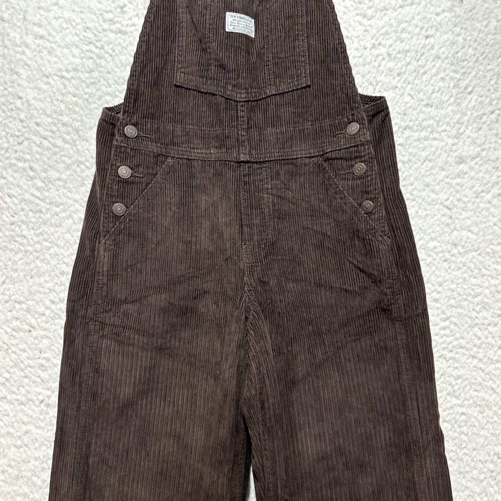 Levi's Levi's Premium Baggy Corduroy Women's Overalls XS Brown Red Tab Irregular Overall One-Piece Wide-Leg Category: Overalls Size 26" / US 2 / IT 38 - 4 Thumbnail