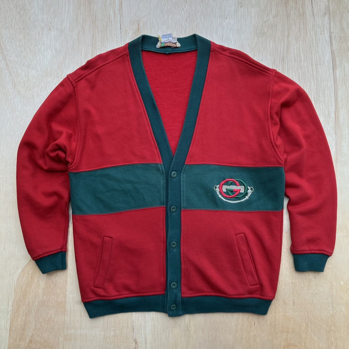 Gucci × Vintage GUCCI CARGIGAN VINTAGE 90s " RARE " EMBROIDERED LOGO Size US S / EU 44-46 / 1 - 1 Thumbnail