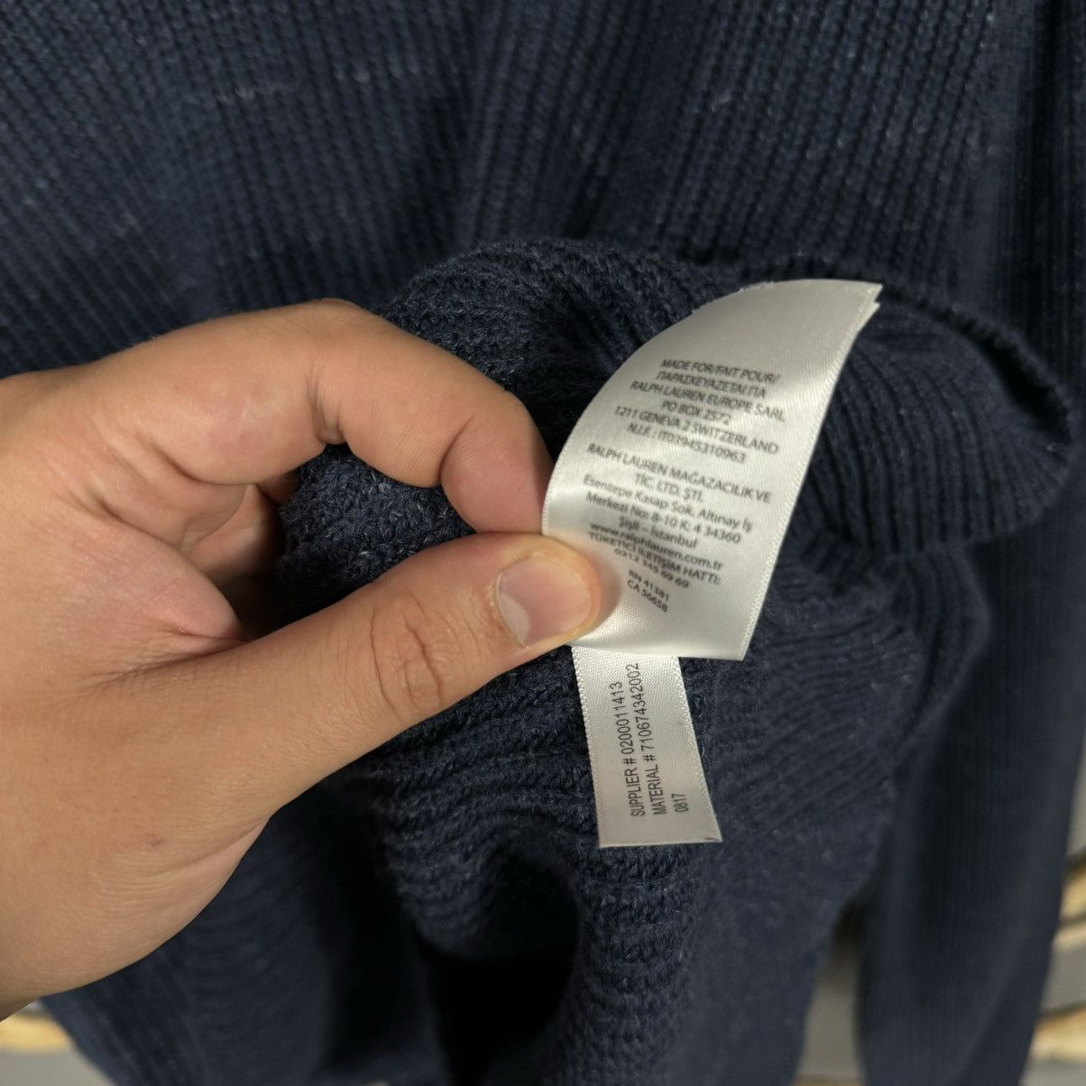 Polo Ralph Lauren × Ralph Lauren Polo Ralph Lauren Navy Shawl Collar Knit Sweater Size US XL / EU 56 / 4 - 7 Thumbnail