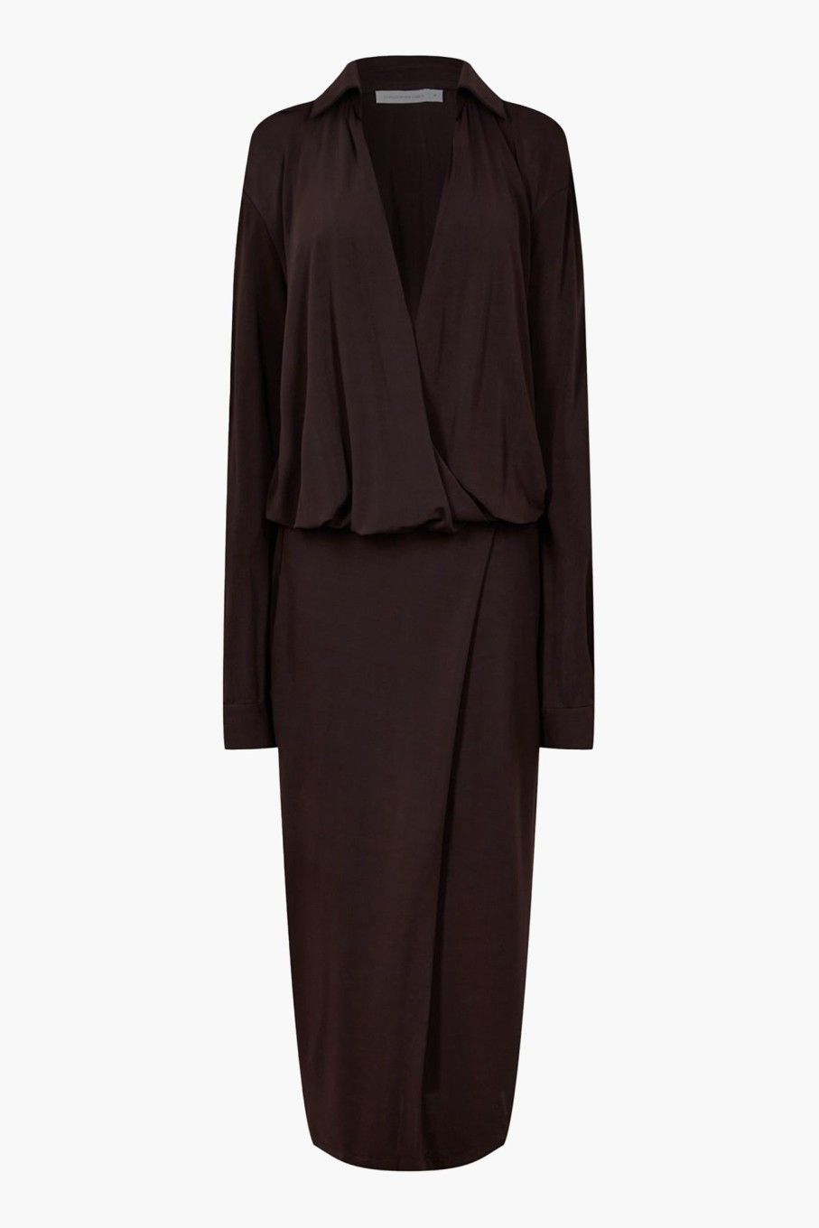 o1mle1224 Framed Buckled Warp Shirt Dress in Cacao