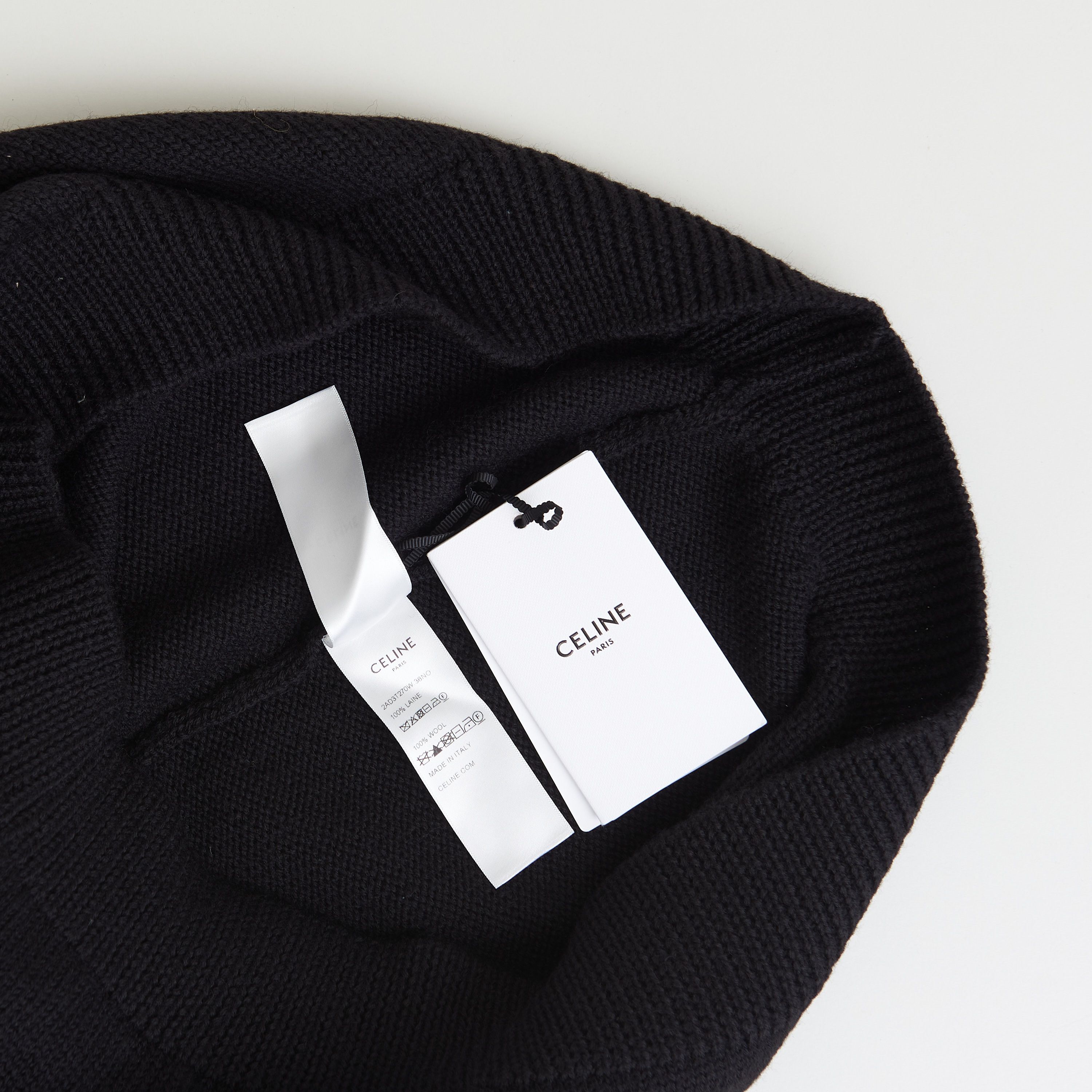 Celine Black Crew Neck Knit Sweater - Velvet Inserts, Wool Size US L / EU 52-54 / 3 - 10 Thumbnail