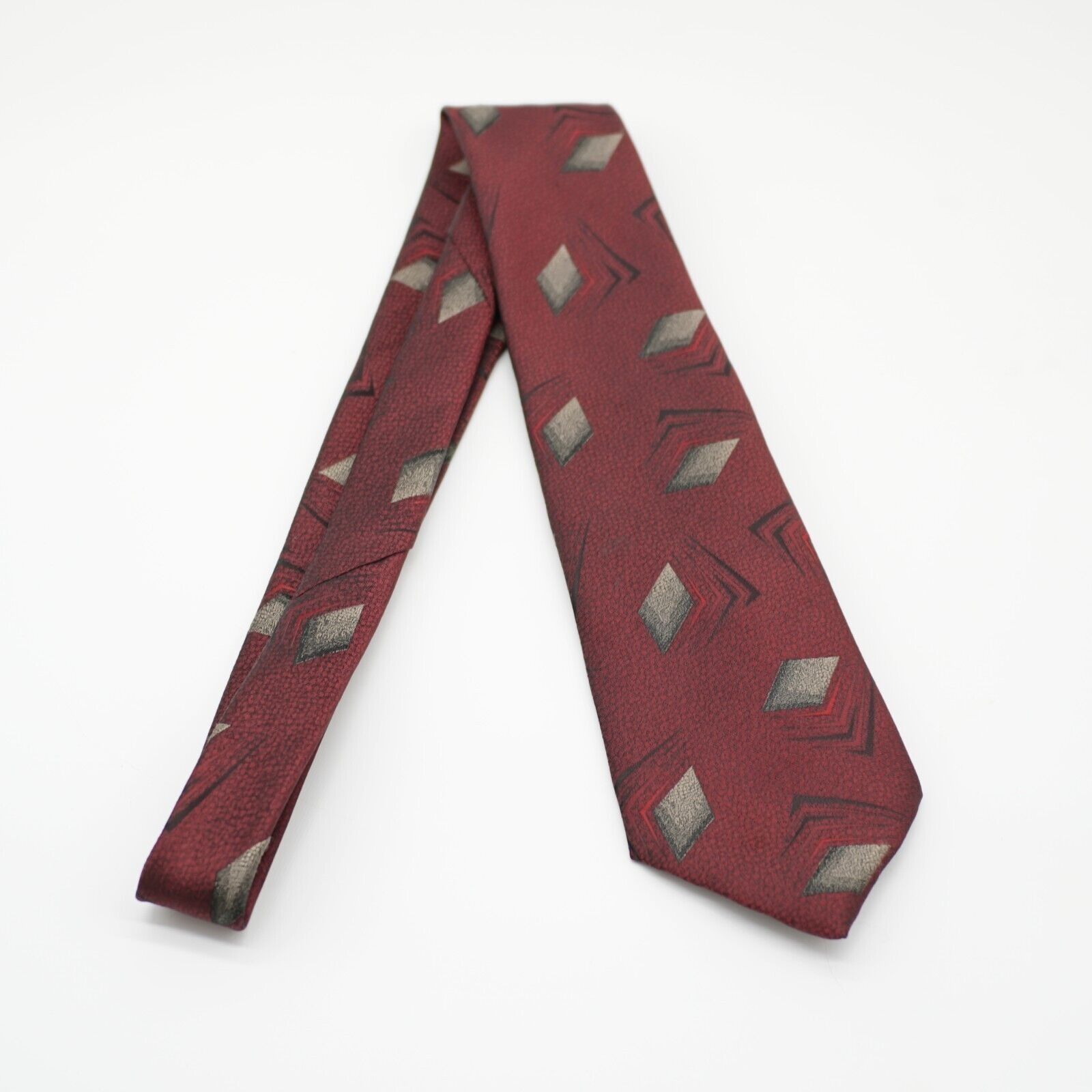 Designer Yves Saint Laurent Red Beige Woven Abstract Silk Tie Size ONE SIZE - 5 Thumbnail