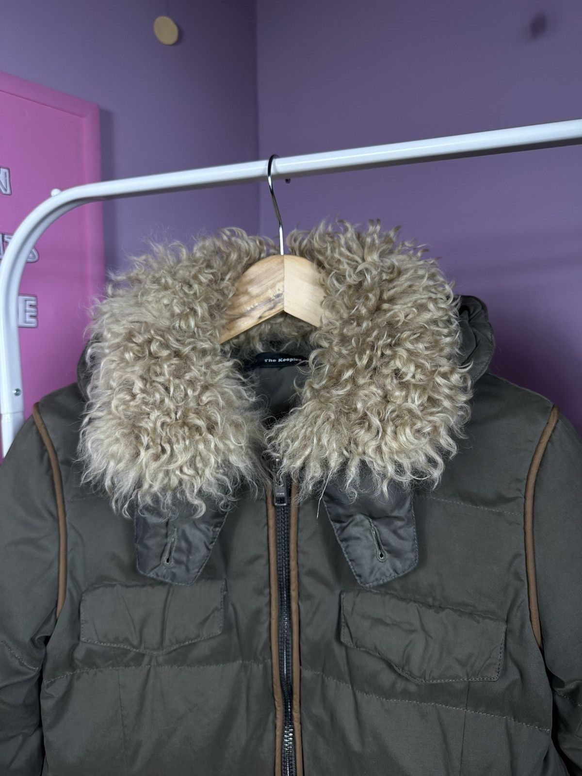 The Kooples The Kooples Down Jacket Puffer Parka Shearling Fur Khaki Size S / US 4 / IT 40 - 9 Thumbnail