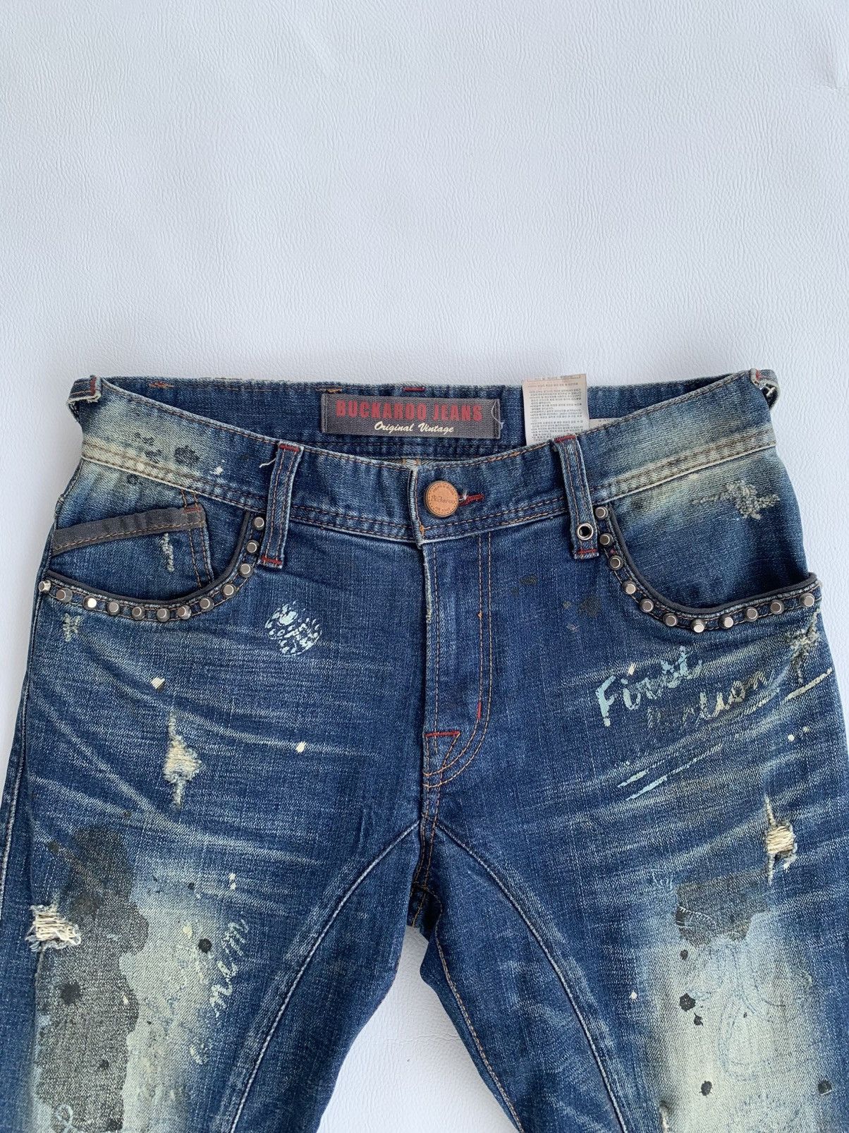 Japanese Brand Buckaroo Crazy Distressed Studded Japanese Slim Jeans Pants Size US 28 / EU 44 - 3 Thumbnail