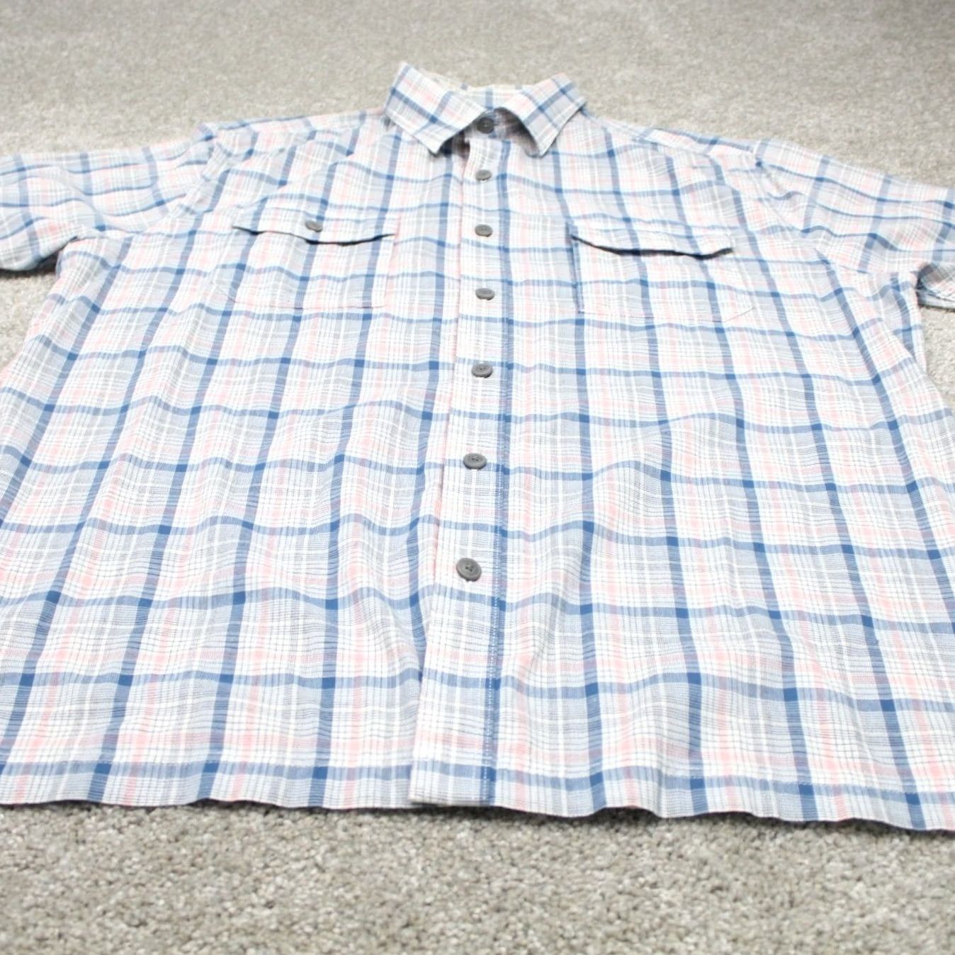 Croft & Barrow Croft & Barrow Shirt Mens Large Blue/Pink/White Quick-Dry Cotton Stretch S/S Plaid Button-Up Casual/Workwear Size US L / EU 52-54 / 3 - 2 Thumbnail