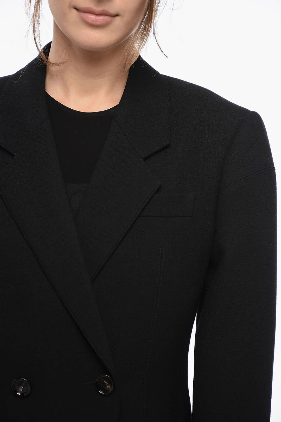 Bottega Veneta og1mm0426 Half-Lined Double-Breasted Coat in Black Size XS / US 0-2 / IT 36-38 - 3 Thumbnail