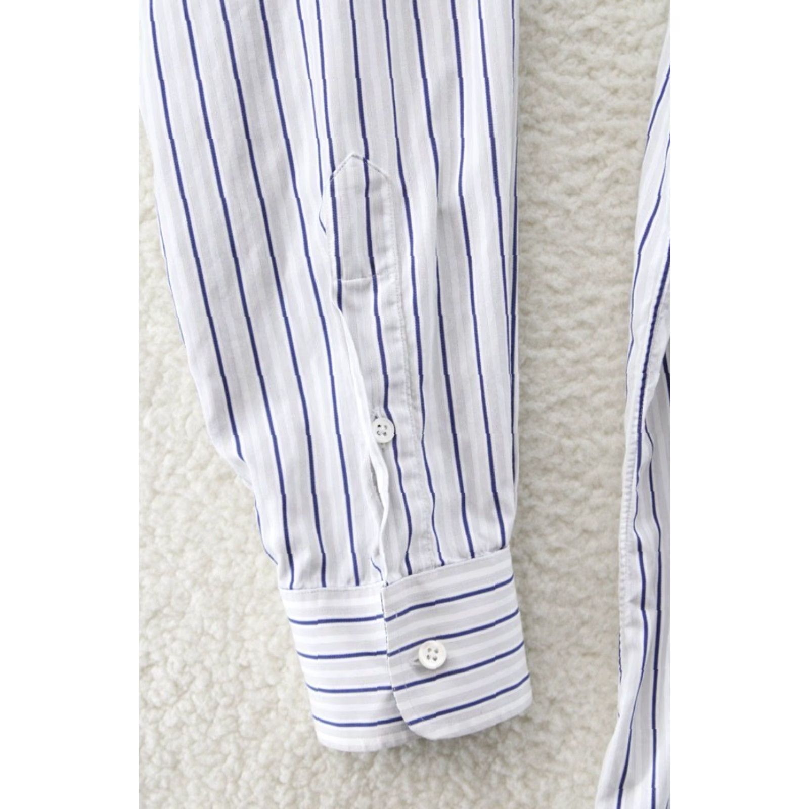 Ike Behar VINTAGE Ike Behar Shirt Men's XL White Blue Striped Flip Cuff Long Sleeve Casual Friday Size US XL / EU 56 / 4 - 3 Thumbnail